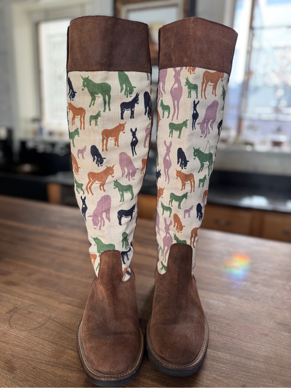 Rare Camper tall canvas and suede Boot